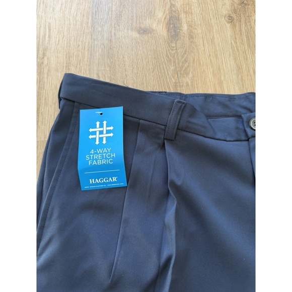 Haggar mens Cool 18 Pro Front 4-way Stretch Expandable Size 42 W Navy Blue NWT - Picture 2 of 4
